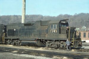 Conrail | Mingo Junction, West Virginia | EMD GP38 #7745 diesel-electric locomotive | March 26, 1977 | David H. Hamley photograph | Morning Sun Books collection