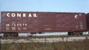 Conrail | Toledo, Ohio | 50-foot 6-inch box car #168018 | October 22, 1977 | Emery Gulash photograph | Stephen Timko collection