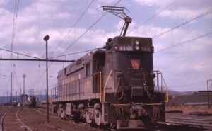 Pennsylvania Railroad | Harrisburg, Pennsylvania | GE Class E44 #4448 electric freight motor | March 1965 | Richard R. Wallin photograph | Morning Sun Books collection