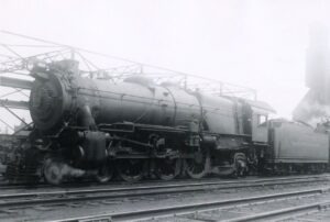 Pennsylvania Railroad | Philadelphia, Pennsylvania | 46th Street Yard | Juniata Works K4s 4-6-2 #3732 Pacific steam locomotive | T.M. Flattley, Jr. photograph | Francis B. Landenberger Pamer collection