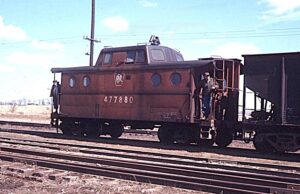 Penn Central Transportation Company | Pennsylvania Railroad | Watertown, New York | Class N5c caboose #477880 | April 25, 1972 | Dick Flock photograph