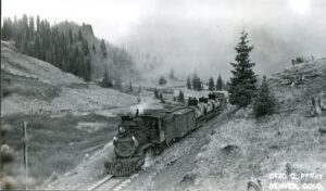 Rio Grande Southern Railroad | Lizard Head, Colorado | Narrow gauge class C-19 2-8-0 #40 steam locomotive | October 26, 1940 | Otto Perry photograph | William McChesney collection