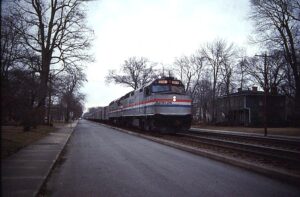 Amtrak | on RF&P | Ashland, Virginia | EMD F40PH #359 + 1 diesel-electric locomotives | Silver Meteor | February 17, 1992 | Henry Bielstein photograph / collection