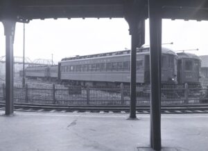 Lackawanna and Wyoming Valley Electric Railroad | aka Laurel Line | Scranton, Pennyslvania | Laurel Line Station | Interurban cars 33 and 115 | May 31, 1952 | R.L. Long photograph | West Jersey Chapter, NRHS collection