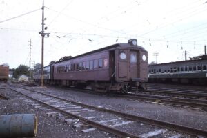 Penn Central Transportation Company | ex – Pennsylvania Railroad | Altoona Works MP54 #447 passenger MU car | August 1969 | Ken Kulick photograph / collection
