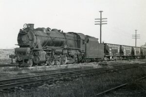 Pennsylvania Reading Seashore Lines | Lawnside, New Jersey | PRR L1 class 2-8-2 #1625 steam locomotive | N J Turnpike stone train | August 1951 | R. L. Long photograph | West Jersey Chapter, NRHS Collection