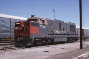 Southern Pacific Lines | Colton, California | Camera car #8799 | ex-Krauss Maffei ML-4000 #9113 locomotive | August 1978 | unknown photographer | Stephen Timko collection
