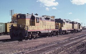 Union Pacific Railroad | Laramie, Wyoming | EMD GP9 #162, GP30 #733 and GP20 #475 diesel-electric locomotives | October 1, 1977 | John P. Wilson photograph / collection