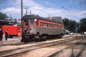 Chicago, North Shore and Milwaukee Railroad | Milwaukee, Wisconsin | Interurban car #775 | 1955 | Ashland Car Works photograph | Charles Anderson collection