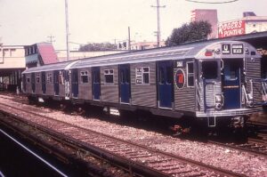 New York Transit Authority | Brooklyn, New York | Class R32 #3365 + 1 subway cars | Q line | September 1964 | Gerald H. Landau photograph | Morning Sun Books collection