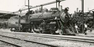 Atchison, Topeka and Sante Fe Railway | San Bernardino, California | Class 4-4-2 #1420 steam locomotive | April 14, 1940 | unknown photographer | West Jersey Chapter, NRHS collection