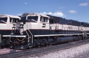 Burlington Northern Railroad | Crawford, Nebraska | EMD SD70MAC #9551 diesel-electric locomotive | May 19,l 1995 | Gordon Lloyd, Jr. photograph | Stephen Timko collection