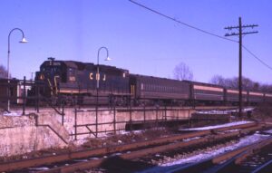 Central Railroad of New Jersey | Bound Brook, New Jersey | EMD GP40P #3675 diesel-electric locomotive | commuter train | January 1971 | Ken Kulick photograph / collection