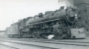 Chicago, Milwaukee, Saint Paul and Pacific Railroad | aka Milwaukee Road | Milwaukee, Wisconsin | Class F6a 4-6-4 #146 steam locomotive, ex #6418 | October 3, 1953 | C.W. Jernstrom photograph | Elmer Kremkow collection