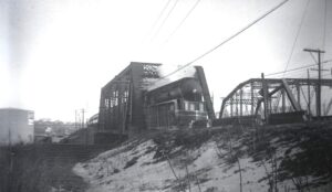 New York, New Haven and Hartford Railroad | New London, Connecticut | Class I-5 4-6-4 streamlined steam locomotive | Train 177 : The Senator | Crossing Central Vermont RR | November 2, 1938 | Henry Libby photograph / collection