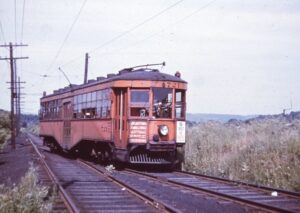 West Penn Railways | Mount Pleasant, Pennsylvania | Interurban streetcar #721 | July 7, 1951 | Ara Mesrobian photograph / collection