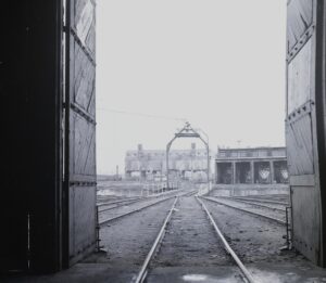 Central Railroad of New Jersey | Jersey City, New Jersey | Communipaw Roundhouse and Coaling Station | March 20, 1954 | R.L. Long photograph | West Jersey Chapter, NRHS Collection
