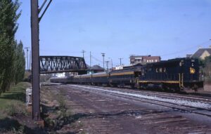 Central Railroad of New Jersey | Phillipsburg, New Jersey | EMD GP40P #3681 diesel-electric locomotive | eastbound commuter train | 1973 | Al Holtz photograph / collection
