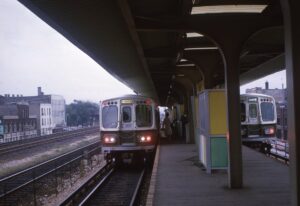 Chicago Transit Authority | Oak Park, Illinois | Lake Street Line Train | Harlem Avenue Station | August 30, 1965 | Al Holtz photograph / collection