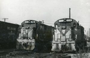 Delaware and Hudson Railway | Wilkes Barre, Pennsylvania | GE U30C #703 and U23B #2314 diesel-electric locomotives | October 1973 | Ed Kaspriske photograph