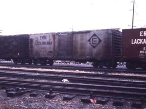 Erie Lackawanna Railway | Marion, Ohio | 40 foot, 6 inch box car #84411 |m May 27, 1976 | Emery Gulash photograph |M Stephen Timko collection