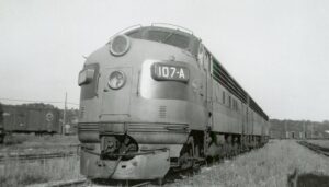Chicago, Milwaukee, Saint Paul and Pacific Railroad | aka Milwaukee Road | Saint Paul, Minnesota | EMD F7a 10A + 1 diesel-electric locomotives | July 1958 | Max Miller photograph | Elmer Kremkow collection