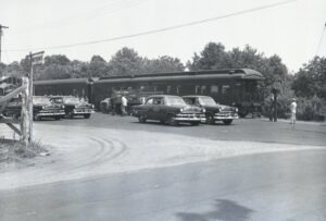 New York, New Haven and Hartford Railroad | Groton, Connecticut | Rear office car USS Seawolf special  | 1955 | Milton Paul Baline photograph | Henry Libby collection