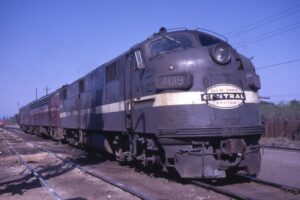 Penn Central Transportation Company | East Saint Louis, Illinois | ex New York Central EMD E7a #4019 + 2 PRR diesel-electric locomotives } May 5, 1968 | Richard Wallin photograph | Mitchell E. Dakelman collection
