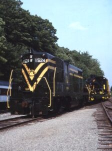 Central Railroad of New Jersey | United Railway Historical Society | EMD GP7 #1524 diesel-electric locomotive | Service Train | Whippany Rail Museum | June 1997 | Frank Etzel photograph / collection