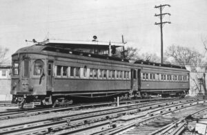 Chicago, Aurora and Elgin Railroad | Wheaton, Illinois | Kuhlman Interurban car #304 + 1 | 1935 | unknown photographer | Elmer Kremkow collection