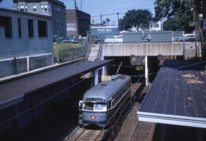 Public Service of New Jersey | Newark, New Jersey | PCC Streetcar #1 | Norfolk Street Station | July 11, 1959 |Al Holtz photograph | Mitchell Dakelman collection