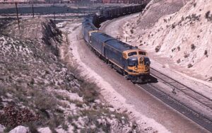 Atchison, Topeka and Sante Fe Railway | Summit, California | EMD F7 ABABBA #243 diesel-electric locomotives | westbound freight | March 1965 | Richard Wallin photograph | Charles Anderson collection