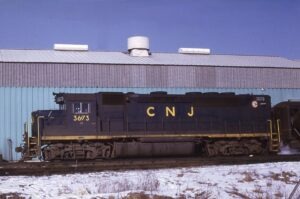 Central Railroad of New Jersey | Raritan, New Jersey | EMD GP40PH #3673 diesel-electric locomotive | January 15, 1970 | Jack de Rosset photograph | Morning Sun Books collection