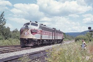 Erie Lackawanna Railway | Susquehanna, Pennsylvania | EMD F7a # diesel-electric locomotive | July 21, 1974 | Sandy Burton photograph | Jersey Central Chapter NRHS Collection
