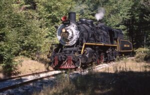 Knox and Kane Railroad | Mount Jewett, Pennsylvania | Class 2-8-2 #58 steam locomotive | Kinzua Viaduct Steam Tourist Train | September 19, 1999 | Dick Flock photograph / collection