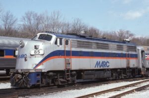 Maryland Area Rail Commuter | MARC | Brunswick, Maryland | EMD F9PH #93 diesel-electric locomotive | April 4, 1993 | Gordon Lloyd, Jr. photograph | Stephen Timko collection