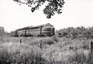 New York, New Haven and Hartford Railroad | Groton, Connecticut | FM CPA25 #794 and #795 diesel-electric locomotives | Seawolf Special | July 21, 1955 | Milton Paul Baline photograph | Henry Libby photograph