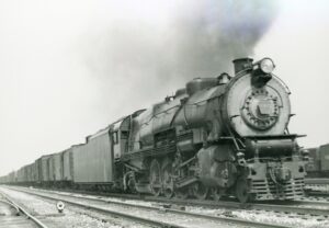 Pennsylvania Railroad | Chicago, Illinois | Juniata Works Class M1 4-8-2 #6995 steam locomotive | on a freight train | October 2, 1940 | Francis B. Landenberger Palmer photograph / collection
