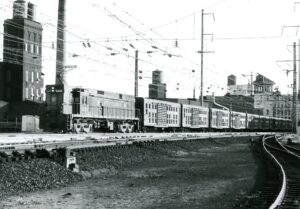 Pennsylvania Railroad | North Philadelphia, Pennsylvania | GE Class E44 #4444 electric motor | Livestock Train NF4 | July 1963 | Will Coxey photograph / collection