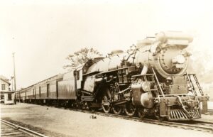 Central Railroad of New Jersey | Lakehurst, New Jersey | Baldwin G3a 4-6-2 #833 steam locomotive | Blue Comet passenger train | 1930 | Central Railroad of New Jersey Staff photograph | Warren Crater, Friends of the New Jersey Transportation Museum collection