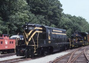 Central Railroad of New Jersey | United Railway Historical Society | Whippany Rail Museum | Whippany, New Jersey | EMD GP7 #1524 diesel-electric locomotive | Service Train | June 1997 | Frank Etzel photograph / collection
