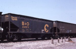 Chessie System | Baltimore and Ohio Railroad | Greenspring, West Virginia | Hopper car #230975 | May 15, 1987 | Dick Flock photograph / collection