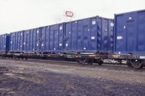 GIMX | General American Marks Company | Derry, Pennsylvania | on Norfolk Southern | 85 foot trash flat car #63947 with MSW containers | March 27, 2006 | Dick Flock photograph / collection