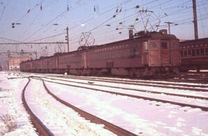 Pennsylvania Railroad | Jersey City, New Jersey | MP54 #678 commuter train | January 17, 1961 | John Dziobko, Jr. photograph | Richard Prince collection