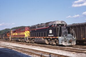 Wheeling and Lake Erie Railroad | Green Tree, Pennsylvania | EMD GP40-3 #300 + 2 diesel-electric locomotives | hopper train | Rook Yard | August 1, 2008 | Gordon Lloyd, Jr. photograph | Stephen Timko collection