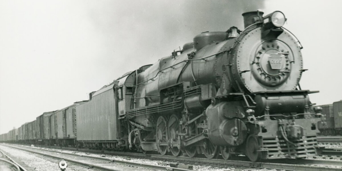 Pennsylvania Railroad | Chicago, Illinois | Juniata Works Class M1 4-8-2 #6995 steam locomotive | on a freight train | October 2, 1940 | Francis B. Landenberger Palmer photograph / collection
