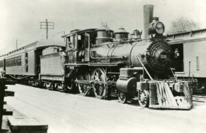 Central Railroad of New Jersey | Lake Hopatcong, New Jersey | Class 4-4-0 #508 steam locomotive | inbound passenger train excursion | August 1899 | Central Railroad of New Jersey Staff photographer | Warren Crater, Friends of the New Jersey Transportation Museum collection