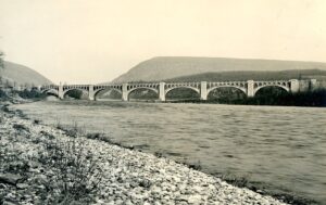 Delaware, Lackawanna and Western Railroad | Portland, Pennsylvania | Lackawanna Cutoff Delaware River Bridge | 1912 | Watson B. Bunell photograph | NRHS Collection