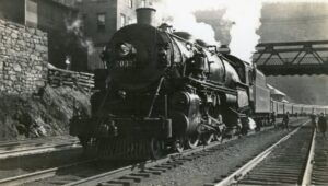 Lehigh Valley Railroad | Mauch Chunk, Pennsylvania | Class 4-6-2 #2032 steam locomotive | Railfan Safari Special | circa 1936 | Robert McChesney photograph / collection