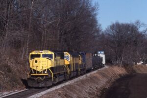New York Susquehanna and Western Railroad | Midland Park, New Jersey | EMD SD70 #4050 + 1 diesel-electric locomotives | eastbound train #268 | January 29, 1998 | Carl Perelman photograph | Frank Etzel collection